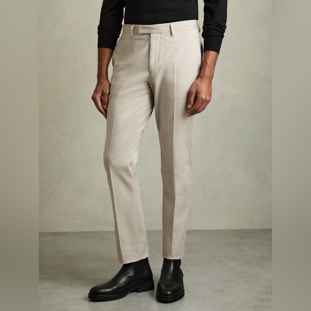 Reiss Eastbury Slim Fit Cotton Blend Chinos - Stone 32R